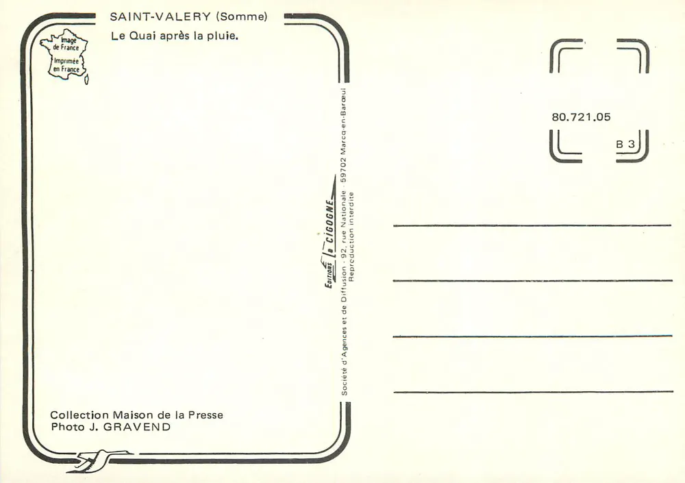 Saint-Valery (Somme) — Le Quai après la pluie — Édition CIGOGNE, n° 80.721.05 - Verso