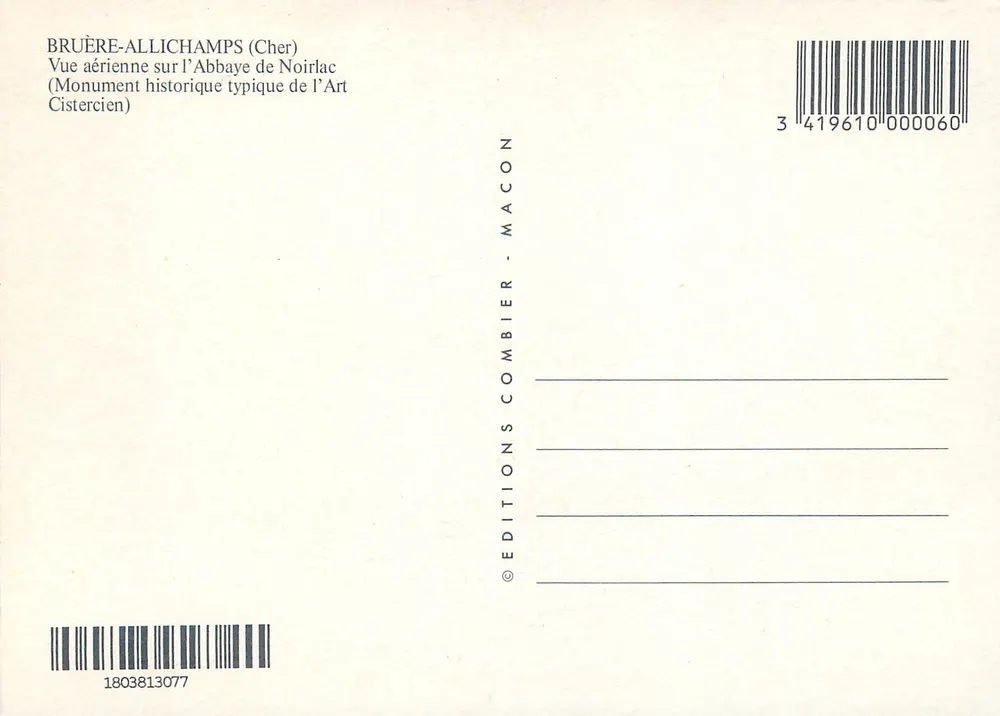 Bruère-Allichamps (Cher) — Luftbild der Abtei Noirlac (typisches historisches Monument des Cisterzienserstils) — Éditions Combier - Macon - Rückseite