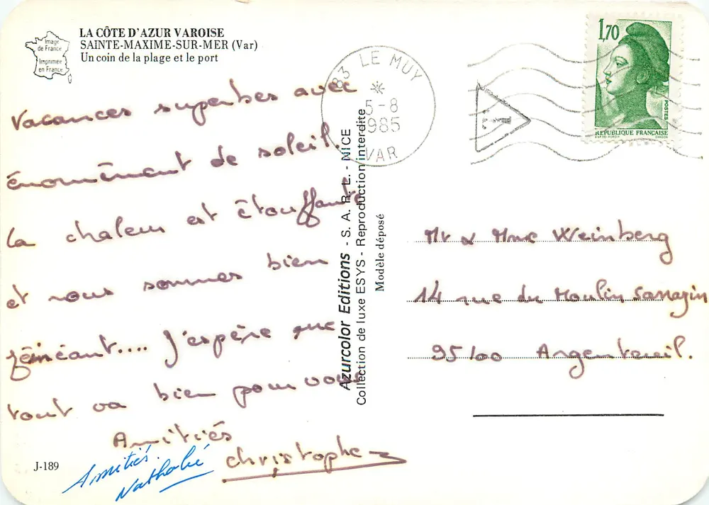 Sainte-Maxime-sur-Mer — Ansicht der Strand und Hafen — Azurcolor Editions, J-189 - Rückseite