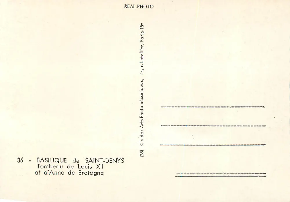 Grabmal von Ludwig XII. und Anne von Bretagne — Basilika Saint-Denis — Cie des Arts Photomécaniques, Paris - Rückseite