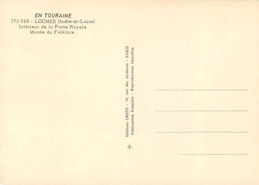 Intérieur de la Porte Royale — Musée du Folklore — Éditions Greff - Verso