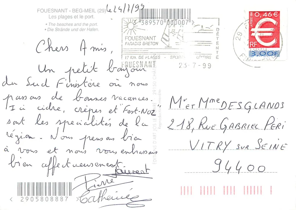 Beg-Meil - Fouesnant — Verleger: Éditions d'Art Jos Le Bihan, Seriennummer 29150 - Rückseite