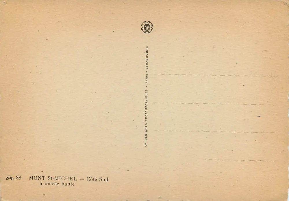 Monte Saint-Michel — Lado Sul — Cie des Arts Photomécaniques, Paris - Verso