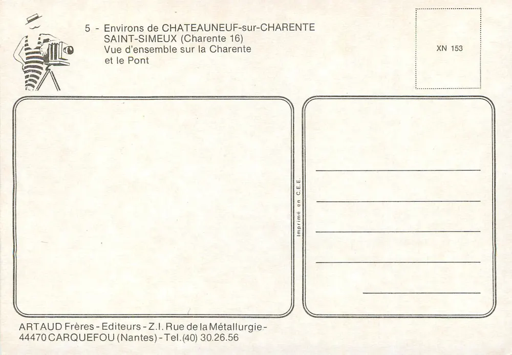 Umgebung von Châteauneuf-sur-Charente — Übersicht über die Charente und die Brücke — ARtaud Frères - Rückseite
