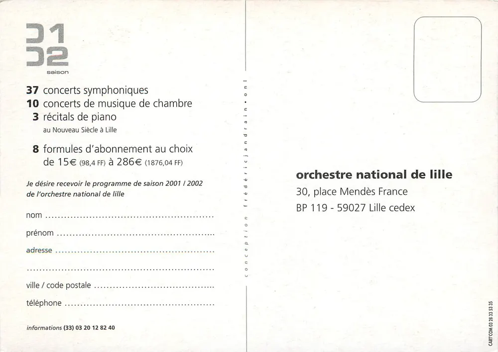 lille 국립 오케스트라 — 2001/2002 시즌 — ONL - 뒷면