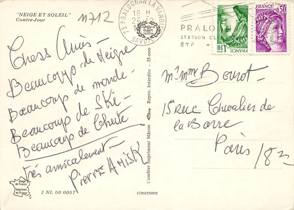 Pralognan-la-Vanoise — Neve e Sol — Impressor Mâcon - Verso
