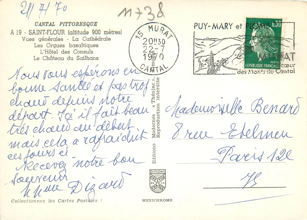 Saint-Flour — vue panoramique et monuments — Editions Diplôme - Verso