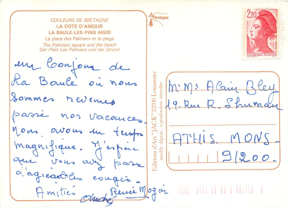 La Baule-les-Pins — Luftbild der Strandpromenade und des Zentrums — Éditions d'Art 'JACK' - Rückseite