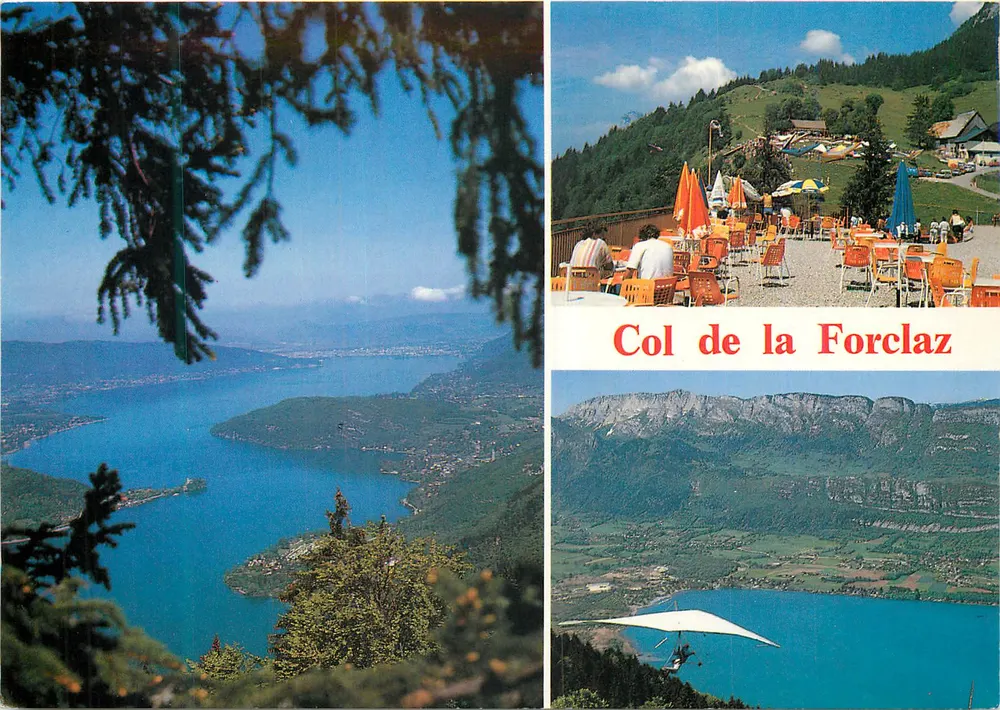 Col de la Forclaz — vue panoramique sur le lac d'Annecy et montagnes — Éditions Gil, n° 81.215 - Recto