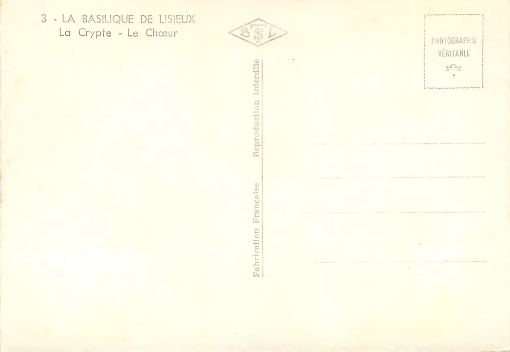 A Basílica de Lisieux — A Cripta - O Coro — Editor BSL - Verso