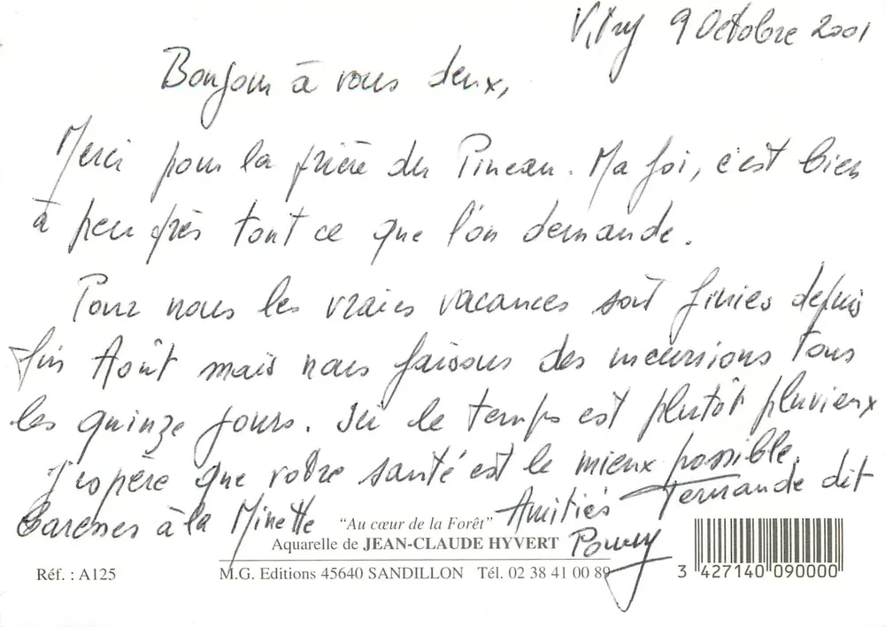 Forêt — lumière dorée — Jean-Claude Hyvert, M.G. Editions, Réf. A125 - Verso