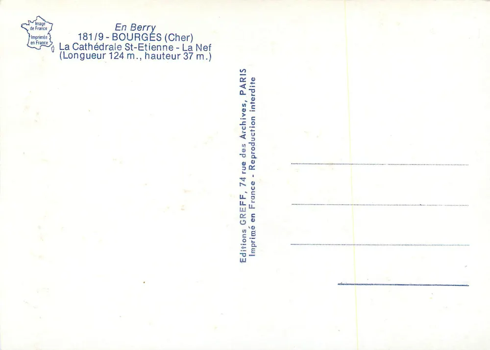 Bourges — Catedral São Etienne — Nef — Edições GREFF - Verso