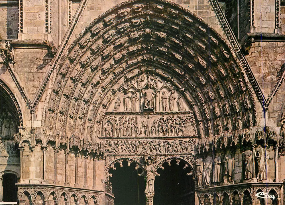Bourges (Cher) - La Cathédrale Saint-Étienne - Tympans du portail Ouest - Recto