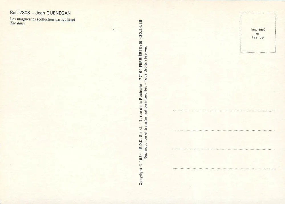 As margaridas — coleção particular — Jean Guenegan, Ref. 2308 - Verso
