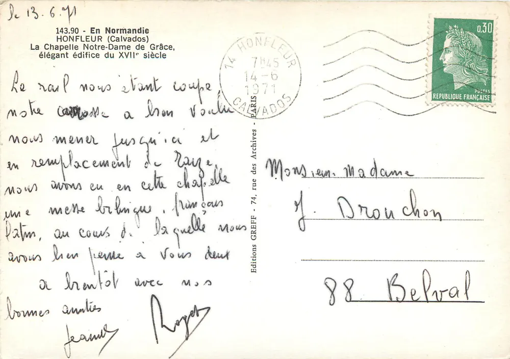 La Chapelle Notre-Dame de Grâce — Honfleur (Calvados) — Éditions Greff - Verso