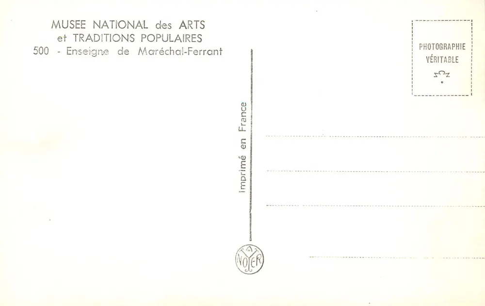 Schmiedewerkzeugschild — Nationalmuseum für Kunst und Volkskunst — Nr. 500 - Rückseite