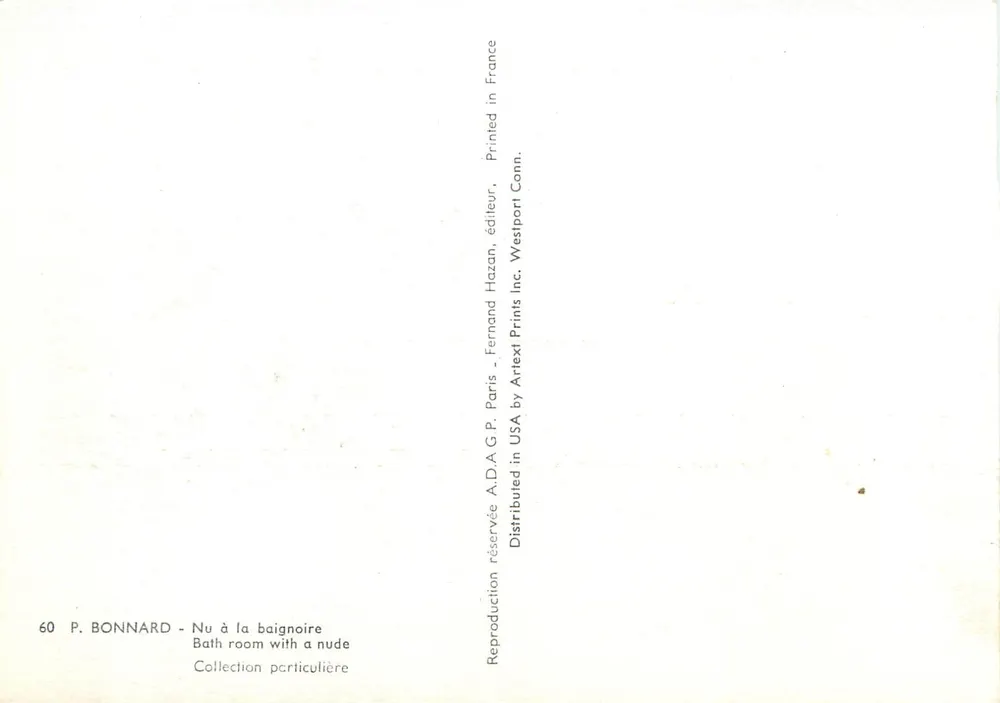 Nu na banheira — P. Bonnard — editor Fernand Hazan, n°60 - Verso
