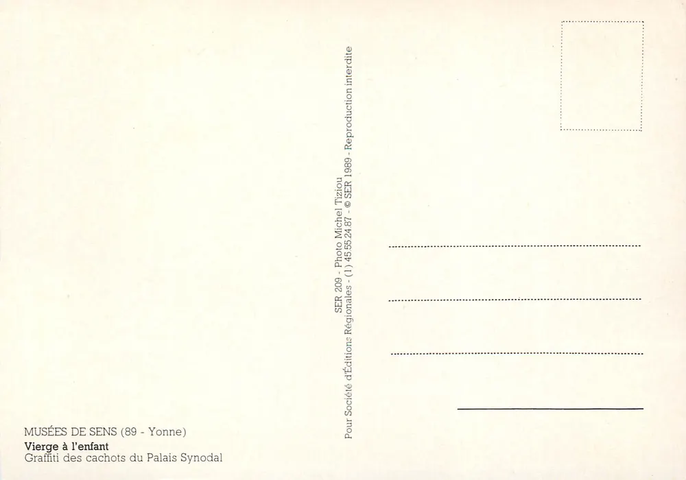 Maria mit Kind — Graffiti der Zellen des Synodalpalastes — Museen von Sens (89 - Yonne) — Regionaler Verlag - Rückseite