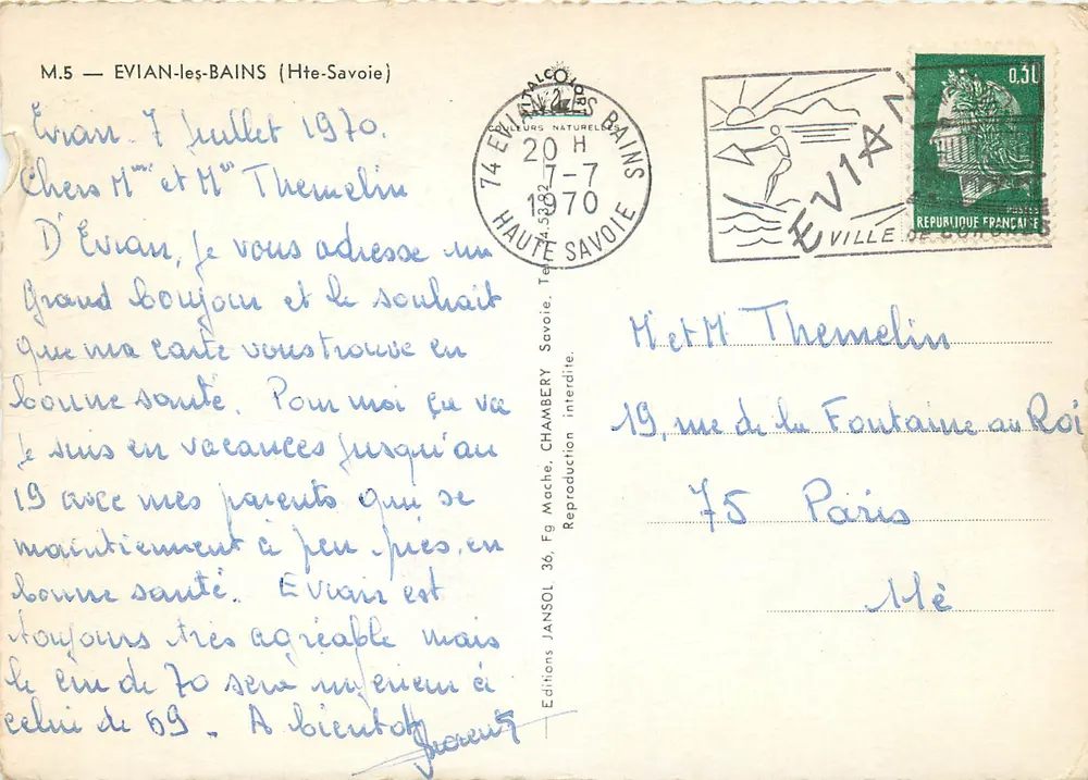 Evian-les-Bains — panoramic view — Editions Jansol - Back