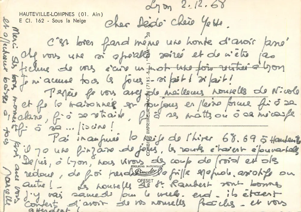 Hauteville-Lompnès (01) — Onder de Sneeuw — Imprimeur Maccon - Achterkant