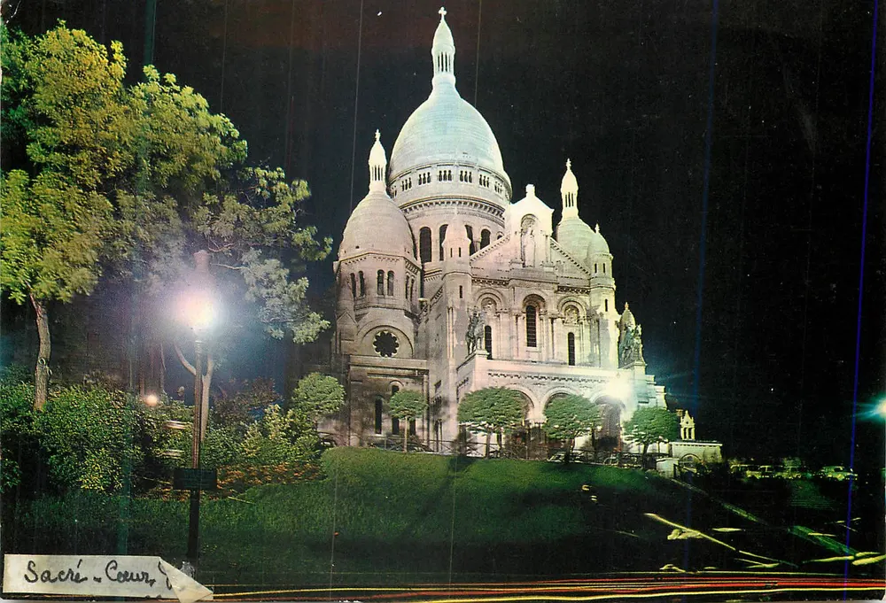 Sacré-Cœur — nächtlich beleuchtet — Editions P. L. Paris - Vorderseite