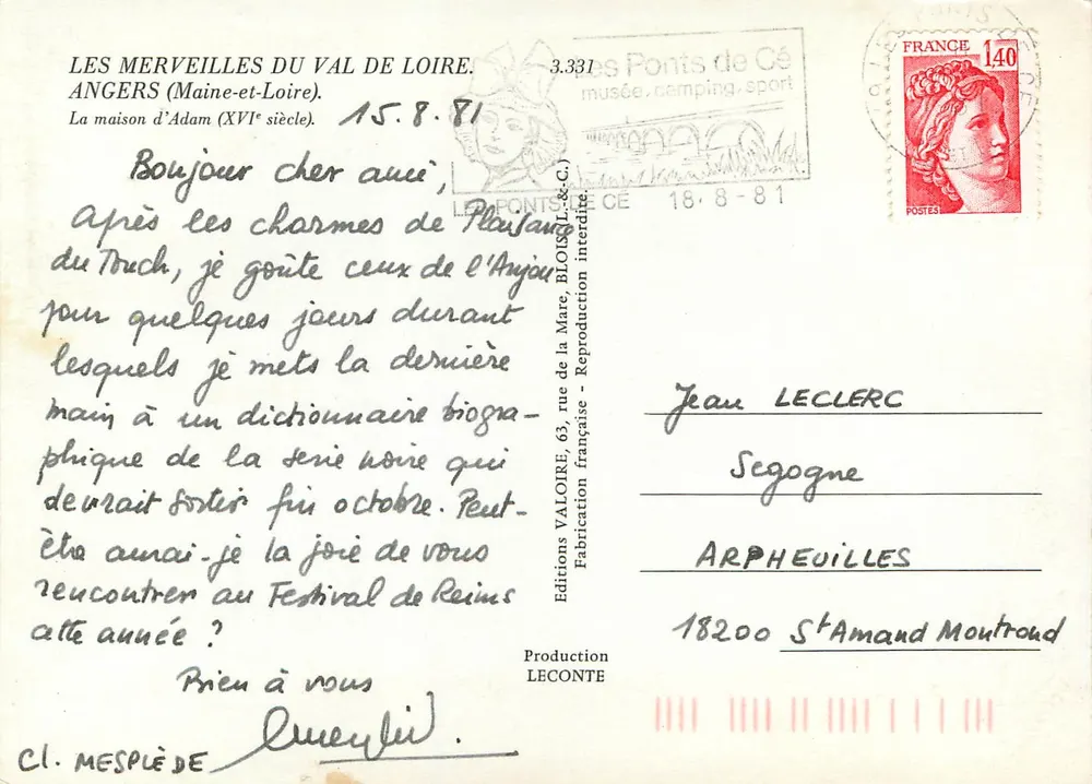 Angers — A casa de Adam (século XVI) — Éditions VALORE - Verso