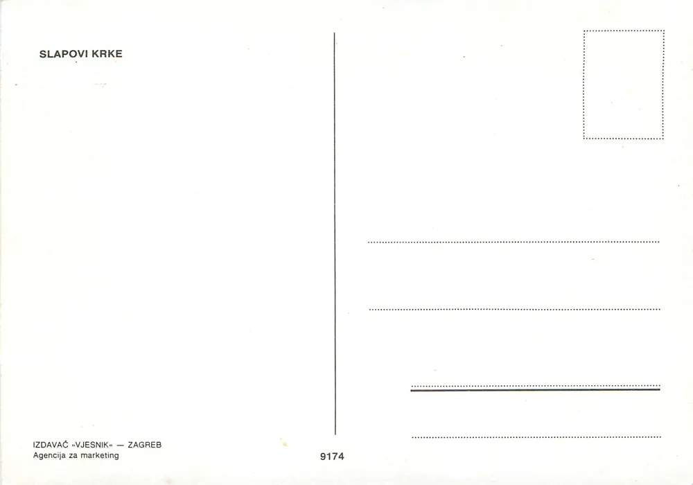 Cascata de Krke — Croácia — editor Vjesnik, n° 9174 - Verso