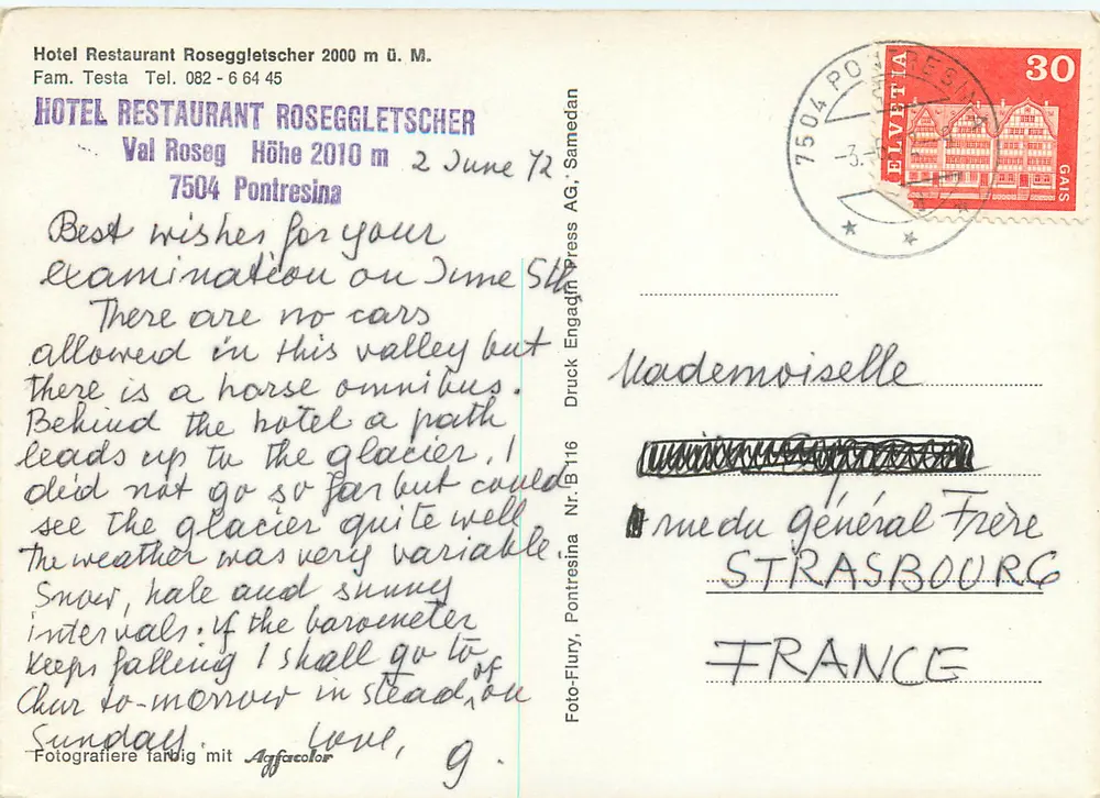 Hôtel Restaurant Roseggletscher — Val Roseg, 2010 m — Druck Engagin Press AG - Verso
