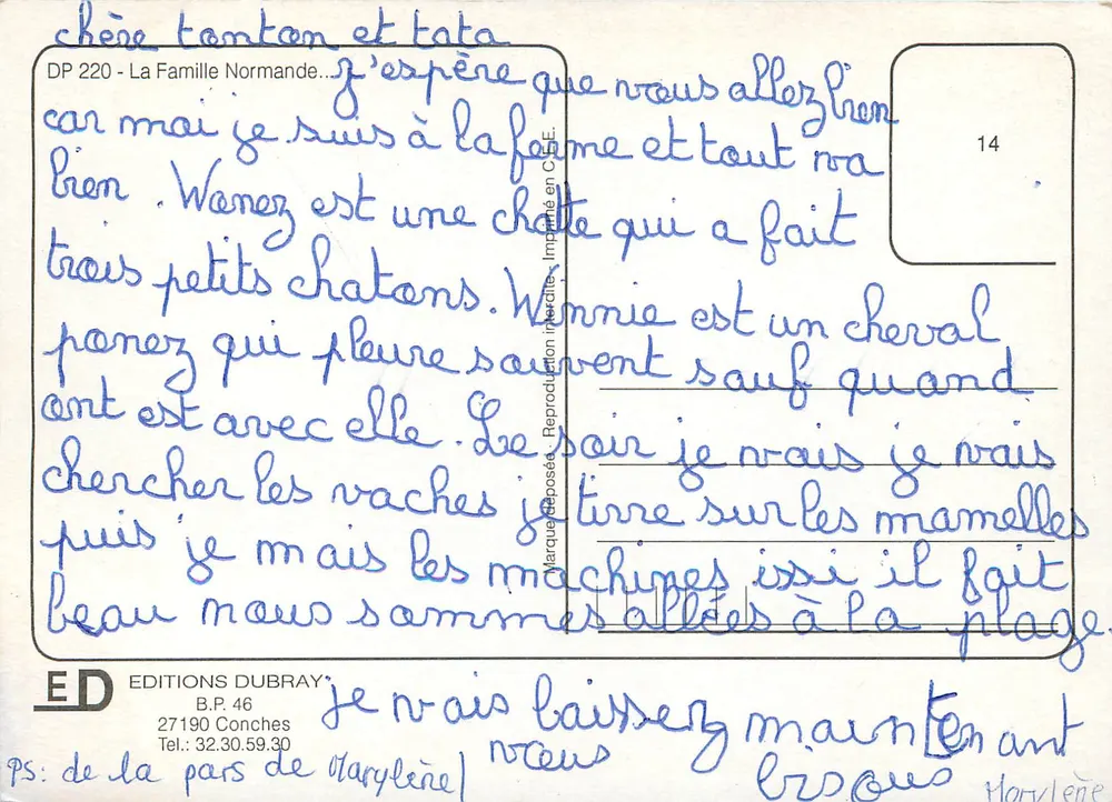 La Famille Normande ! — Éditions Dubray, n° DP 220 - Rückseite