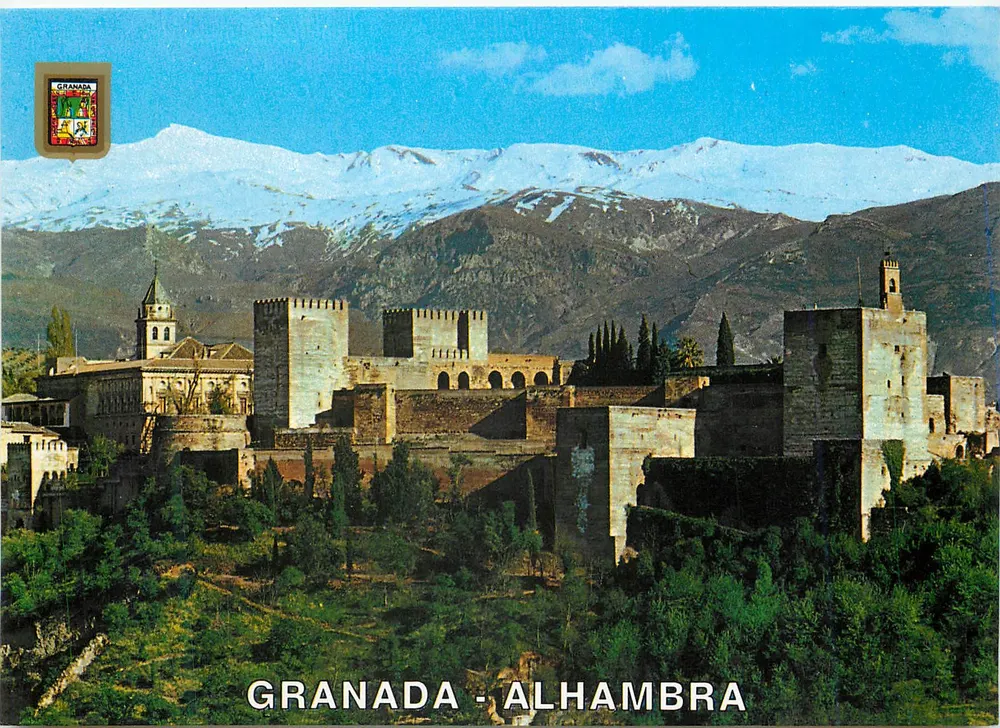 Granada - Alhambra — vista panorâmica com montanhas nevadas — L. Dominguez, S.A. N° 137 - Frente
