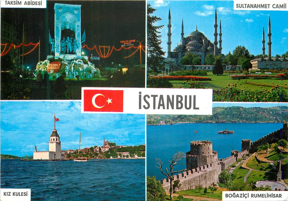Istambul — Taksim Abidesi, Sultanahmet Camii, Kiz Kulesi, Boğazici Rumelihisar — Keskin Color, n°34/80 - Frente