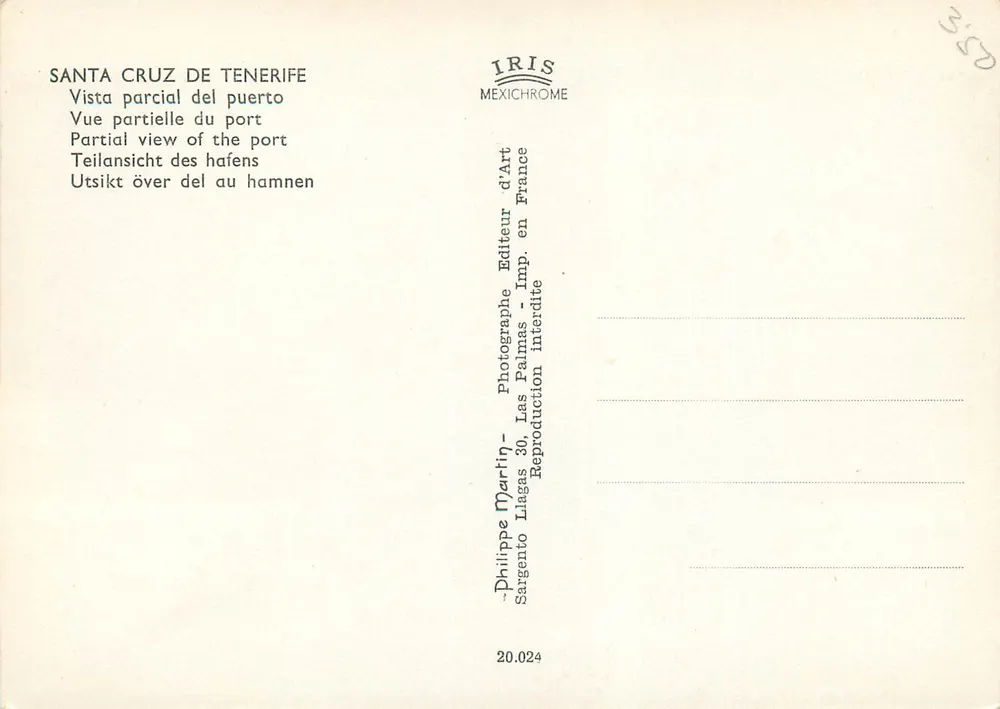 Santa Cruz de Tenerife — Teilansicht des Hafens — IRIS MEXICHROME - Rückseite
