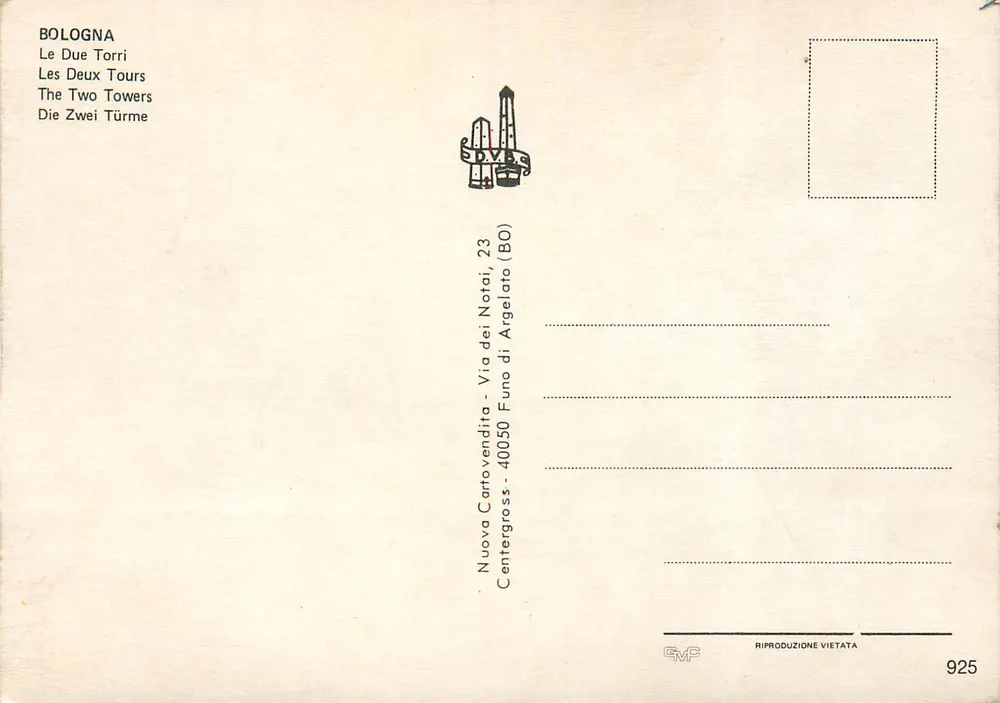 Bologna — As Duas Torres — GMP, n° 925 - Verso