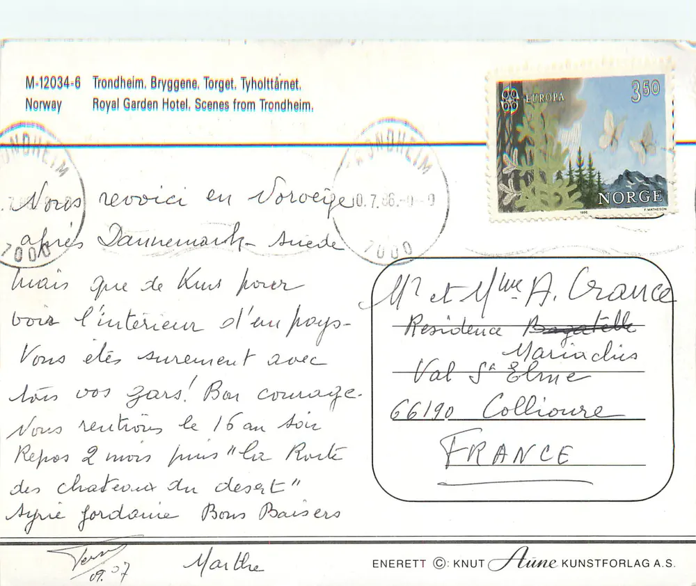 Trondheim — Scènes de la ville — Knut Aune Kunstforlag A.S. n° M-12034-6 - Verso