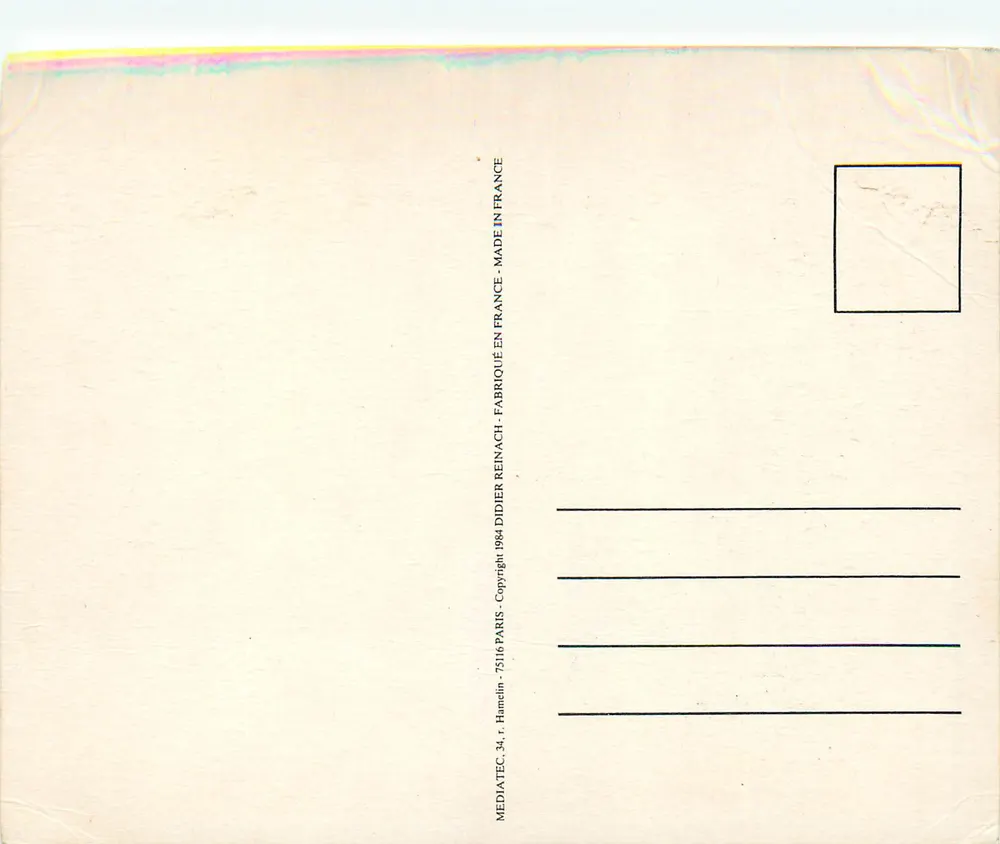Poema amoroso manuscrito — texto em rosa — editor MEDIATEC, Paris, 1984 - Verso