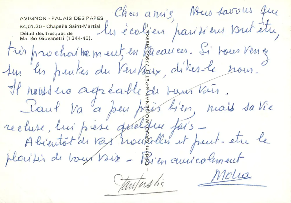 Avignon - Palácio dos Papas — Detalhe das frescas de Matteo Giovanetti (1344-45) — Edições CAUDO MOISENAT - Verso