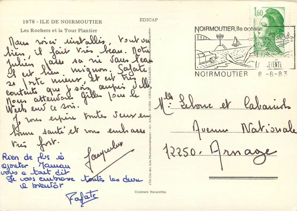 Insel Noirmoutier — Die Felsen und die Turm Plantier — Édicap - Rückseite