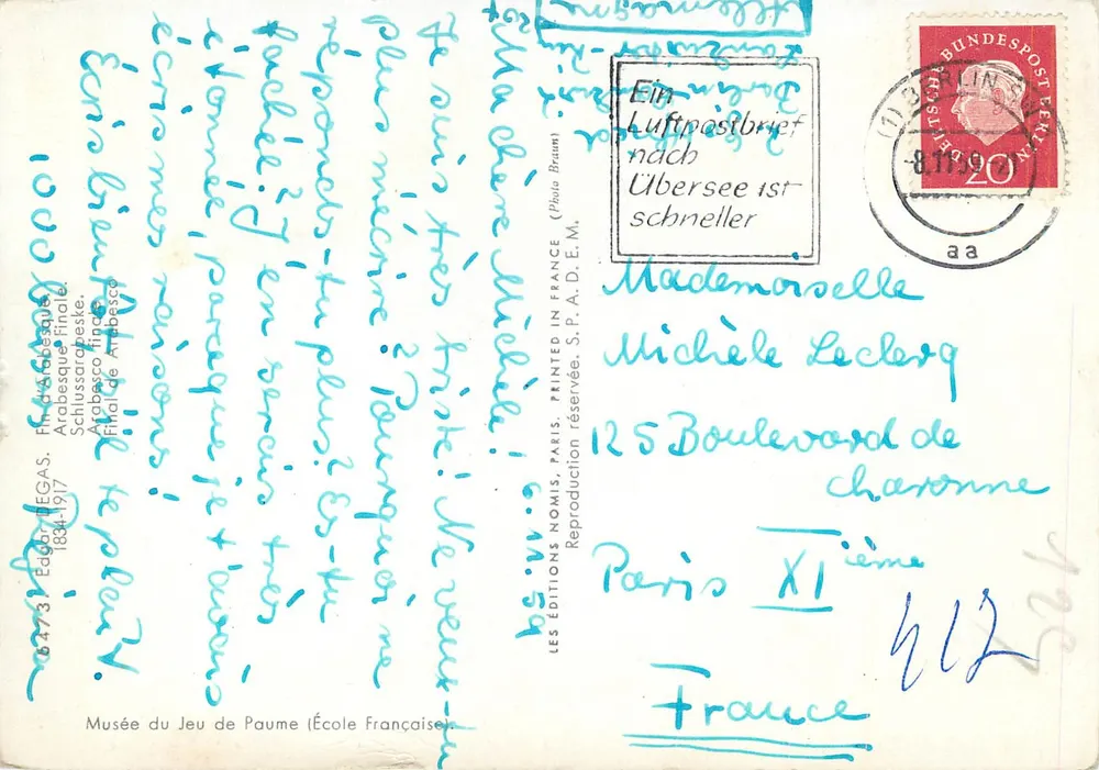 Dançarina em tutu amarelo — Édouard Degas — Les Éditions Nomin, Paris - Verso
