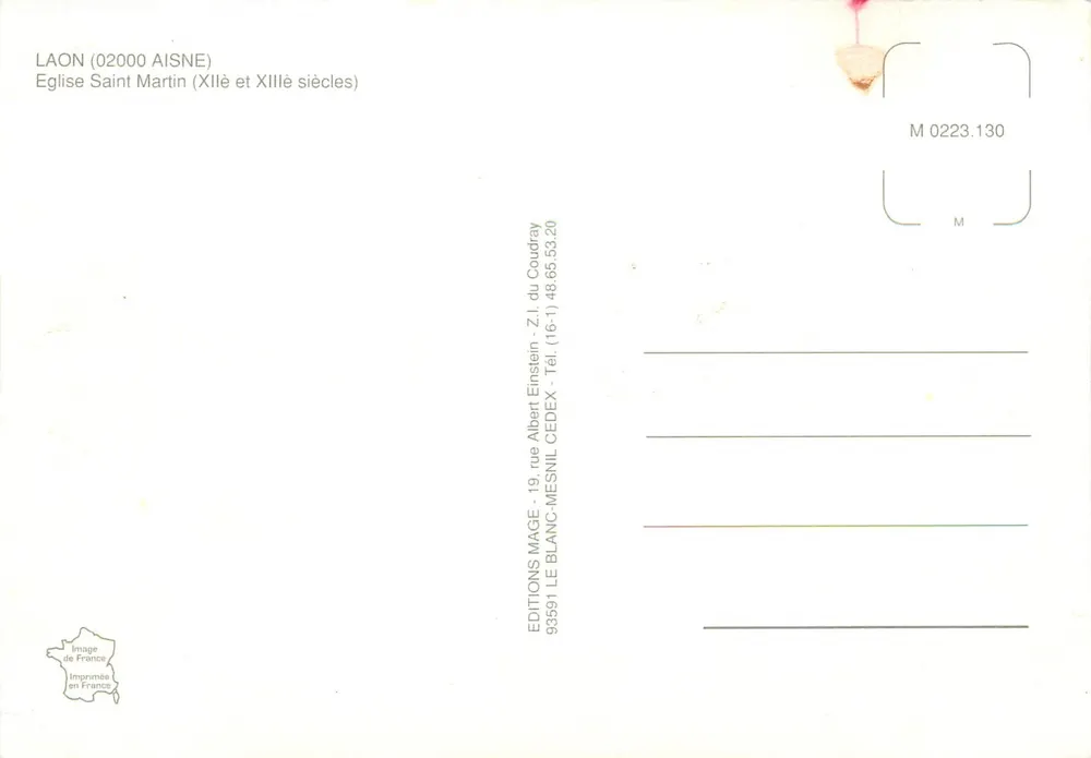 Laon (02000 Aisne) — Kirche Saint-Martin (12. und 13. Jahrhundert) — Éditions Mage - Rückseite