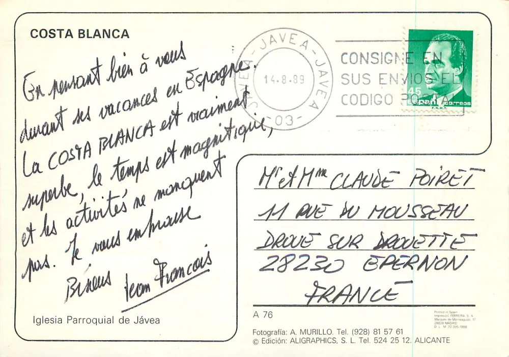 Igreja paroquial de Jávea — Costa Blanca — Edição ALIGRAPHICS, S.L. - Verso
