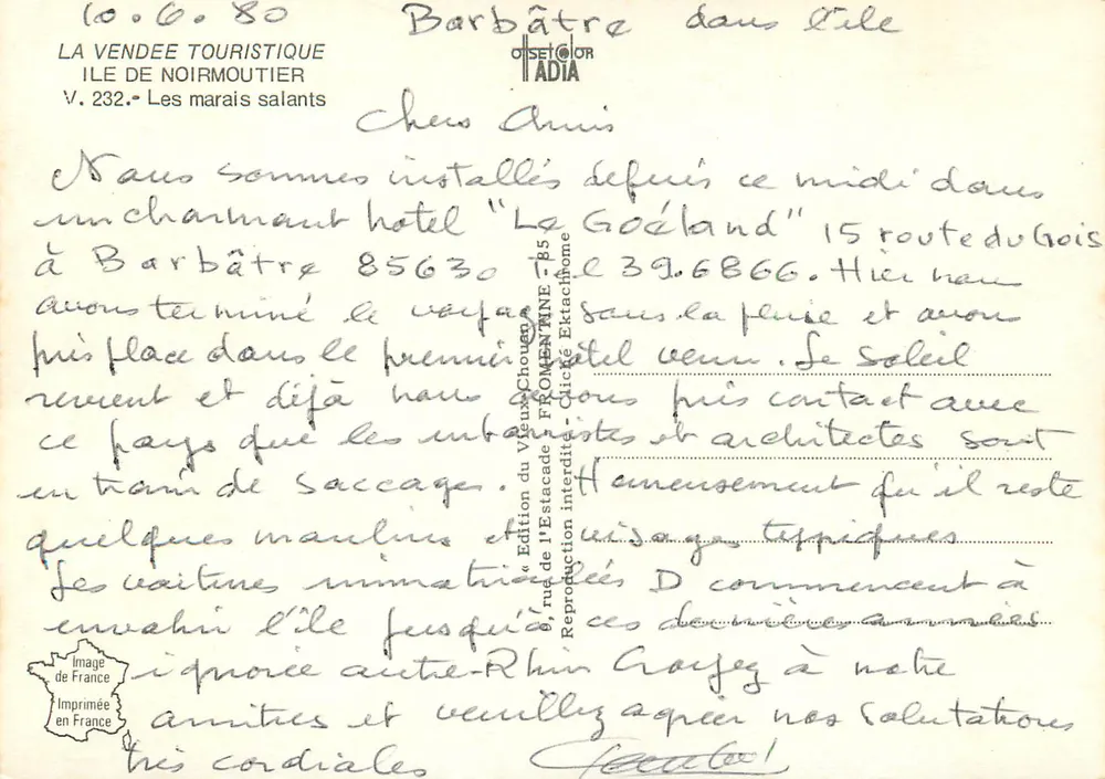 Salzseen bei Barbâtre — Île de Noirmoutier — Edition de l'Estacade FROWENTINE - Rückseite