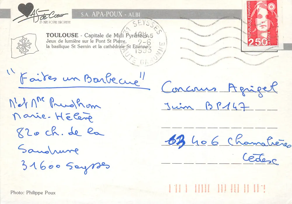 Toulouse — Ville Rose — S.A. APA-POUX - ALBI - Rückseite