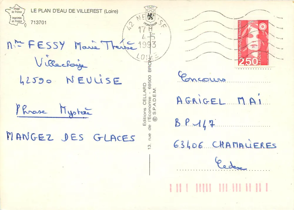 Plan d'eau de VILLEREST — Editor: Editions CELLARD, n° 713701 - Verso