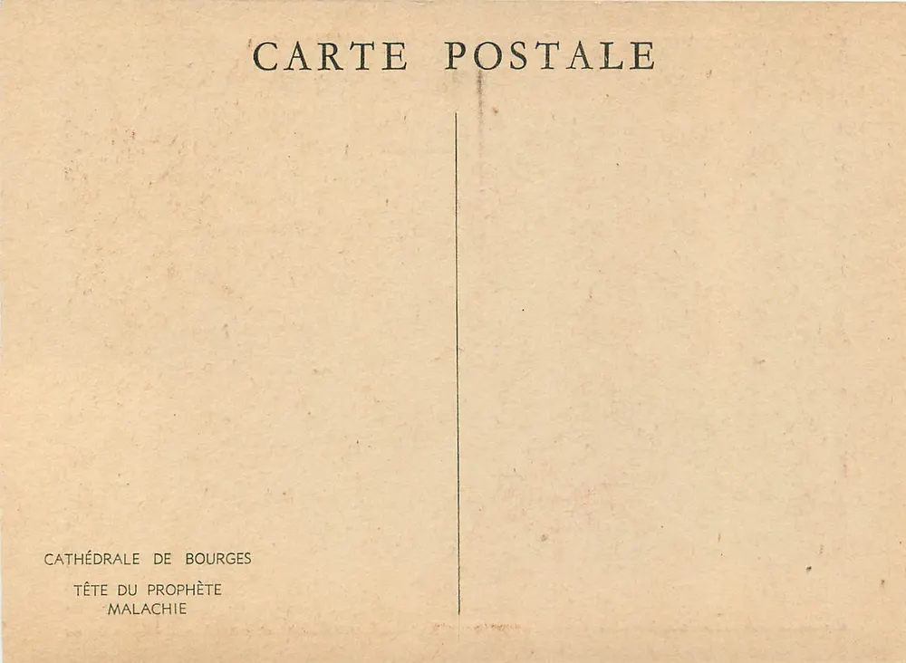 Cabeça do profeta Malaquias — Catedral de Bourges — editor não visível - Verso