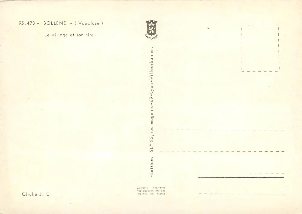 Bollène (Vaucluse) — Vista panorámica y lugares — Ediciones SL Lyon - Reverso