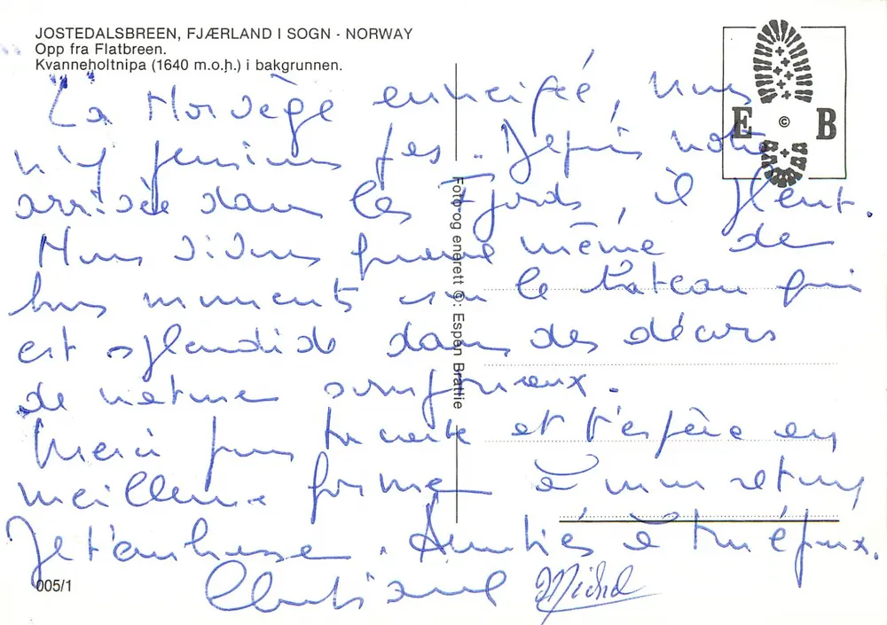 Jostedalsbreen, Fjærland i Sogn - Norwegen — Ansicht von Flatbreen — Fotografie von Espen Brette — n°005/1 - Rückseite