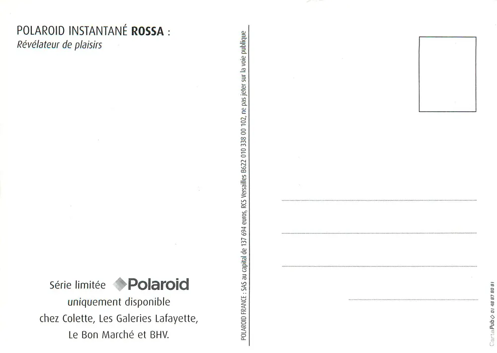 Polaroid Rossa — appareil photo instantané — Polaroid - Verso