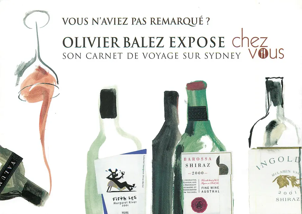 Ausstellung der Zeichnungen aus dem Reiseheft über Sydney — von Florence Décamp und Olivier Balez — bei Vous - Vorderseite