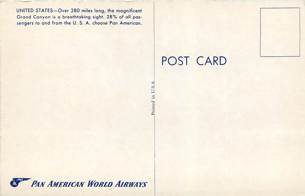 Grand Canyon — Panoramablick — Pan American World Airways - Rückseite