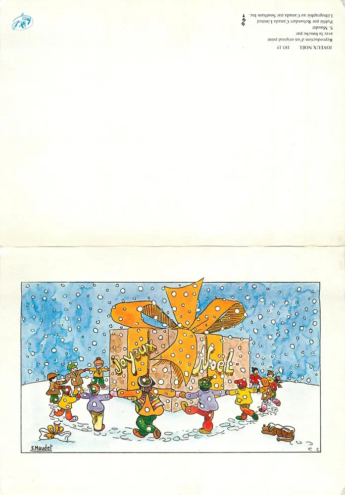 Kinder um ein großes Weihnachtsgeschenk — S. Maudel — Lithografie veröffentlicht in Kanada von R. Maudel Limited - Vorderseite